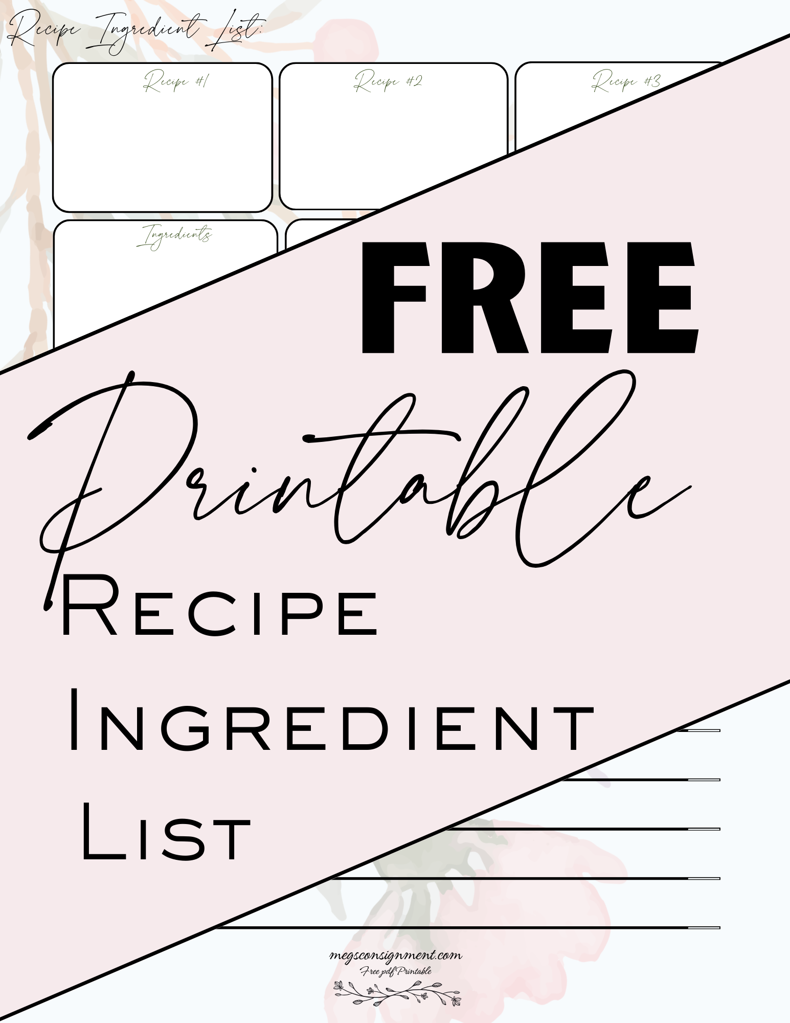 Recipe Ingredient List Free Printable